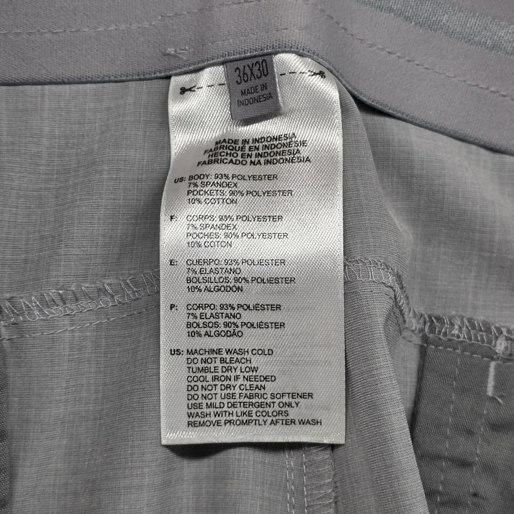 Adidas Mens Golf Pants Light‎ Gray 36x30 Flat Front Performance Stretch